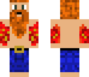beard and flame tats