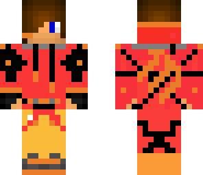 orange and yellow and red and black jacket