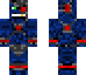 blue man with cyborg parts