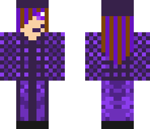 purple outfit - brunette and purple streaks