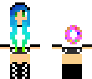 rainbow girl with shorter hair and dounut on back