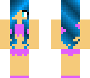 blue haired bikini girl
