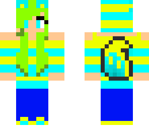 yellow and diamond wolf girl green hair