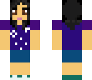 black haired girl with starry shirt