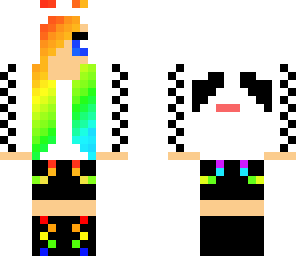 panda girl with rainbow hair