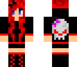 cute red evil skull dj girl