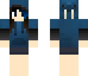 girl with blue walrus hoodie and a blue hair wisp