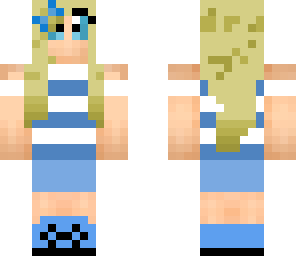 girl in blue with headphones