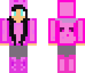 black hair pink slime girl