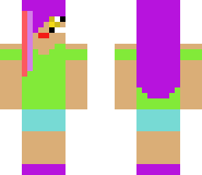 girl with head phones and purple hair
