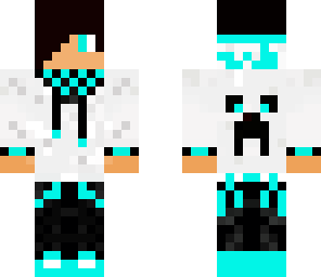 cool boy with white blue creeper hodie2