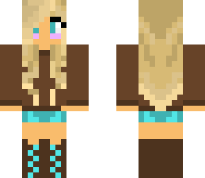 blonde with brown shirt cyan shorts-teiamon