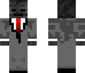 wither skeleton in a grey suit
