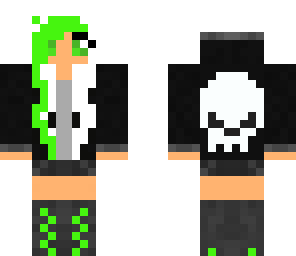 green girl epic skull