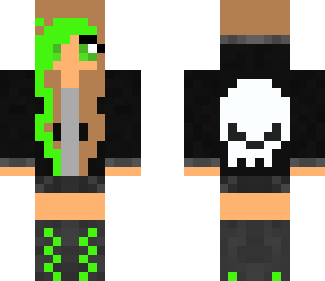 green girl epic skull