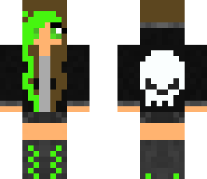 green girl epic skull
