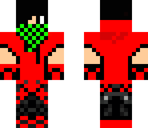 red and neon green teen with headphones