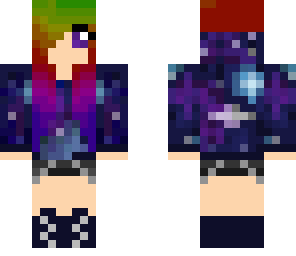 galaxy girl with rainbow hair