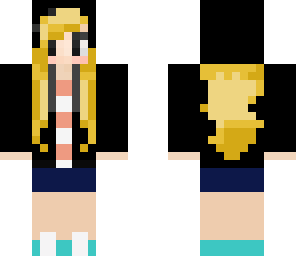 blonde girl with black hoddie