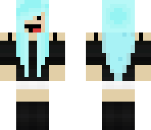 blue haired girl derp face