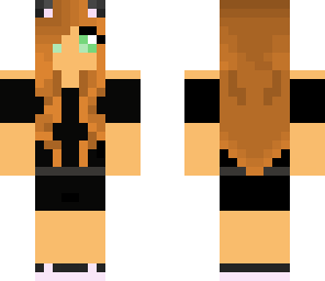 cat girl in black dress