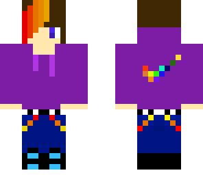 rainbow blits purple with brown hair