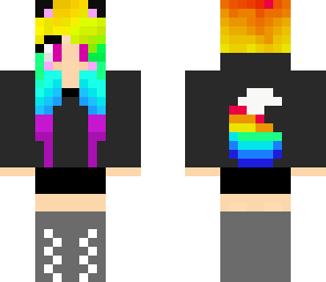 rainbow wolf girl with pink eyes