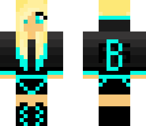 cute cyan girl with a b on the back
