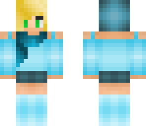 aqua girl with pixie cut hair