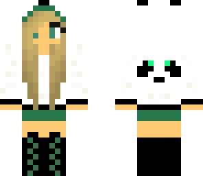 cute dark green panda girl