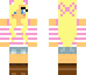 blondie with pink striped shirt