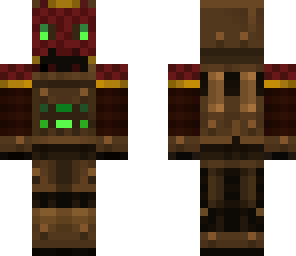steampunk robot  - green core - red mask