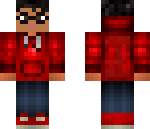 my head on red hoodie