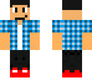 blue checked guy