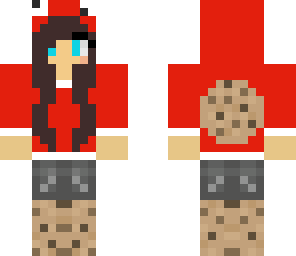 brown haired girl with a cookie sweatshirt
