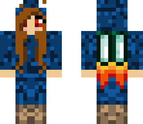 cookie monster girl with jet pack