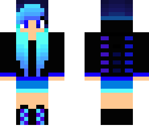 dj blue hair girl blue pants