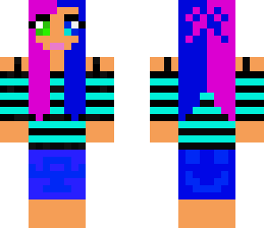 stright hair pink and blue