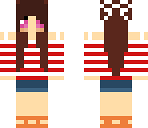 girl with large bangs and orange sandals