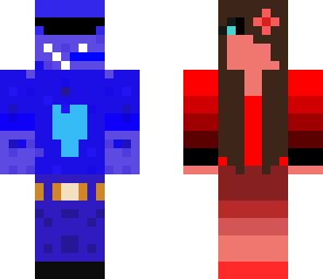blue man and red girl