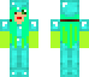 green haired girl in diamond armour