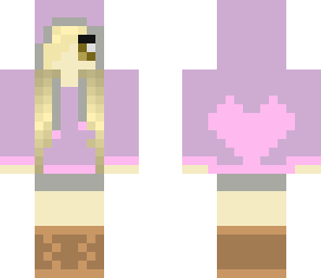 pink heart on purple hoodie girl