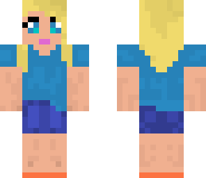 blonde girl with blue shirt