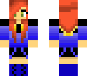 redhead in blue