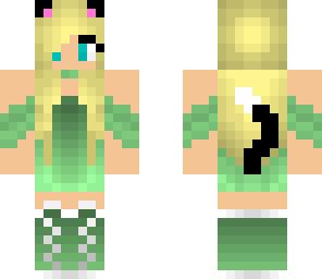 cat girl with green dress