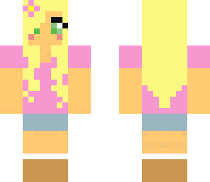 blonde girl with pink shirt and flower