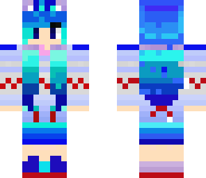 blue and red dj cat girl
