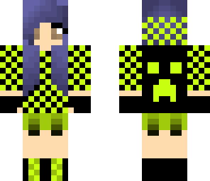 checkered neon creeper faced hoodie - original