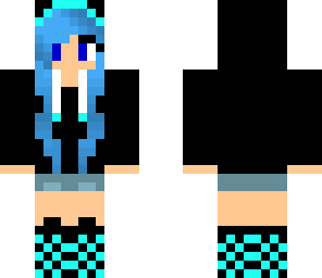blue hair hoodie girl