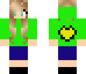 green hoodie girl with heart